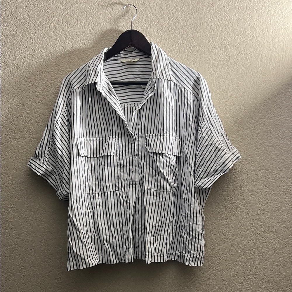 Max Studio Black and White Striped Blouse